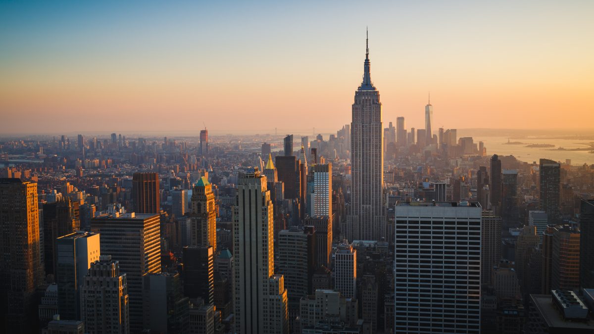 New York cityscape with urban skyscrapers