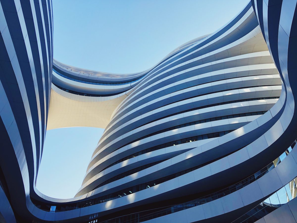 Abstract image of modern architecture in dusk