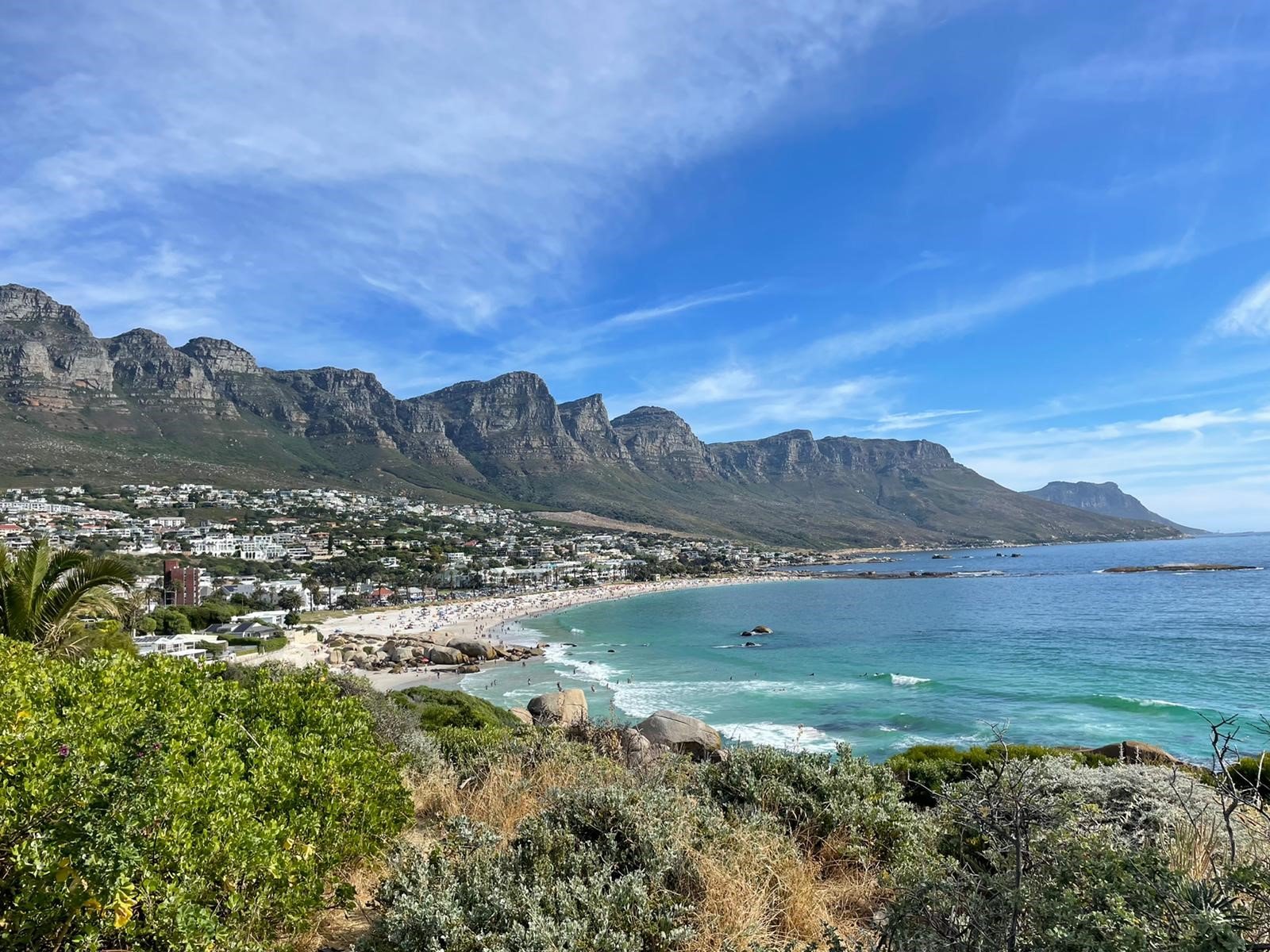 Photo of a beach in South Africa on a sunny day.