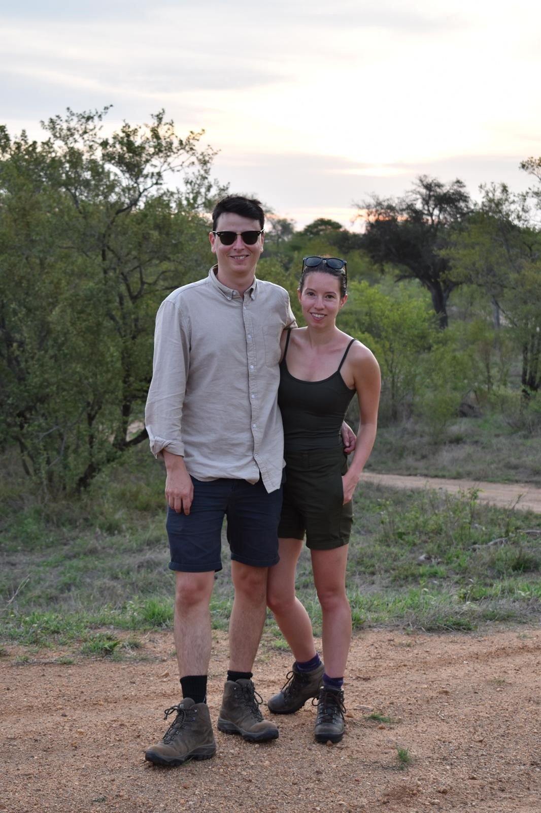 Photo of Roise Gibson and her partner in the South Africa wild.