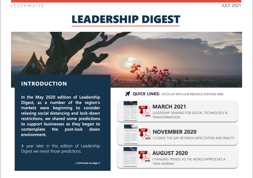Cover for Leadership Digest report
