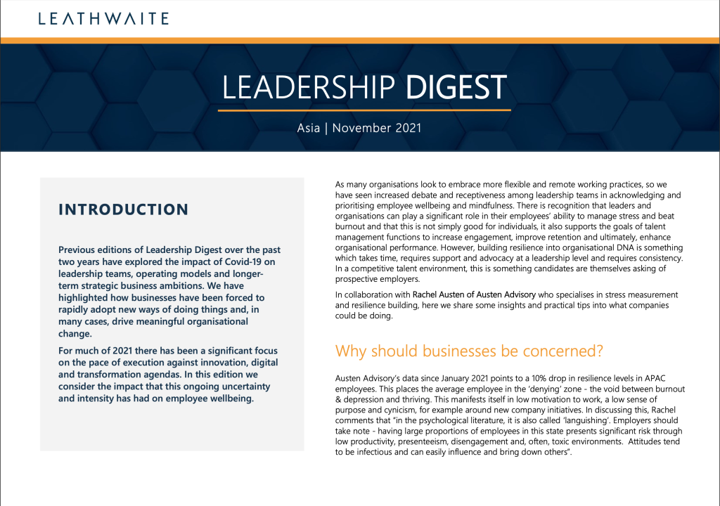 Cover for Leadership Digest report