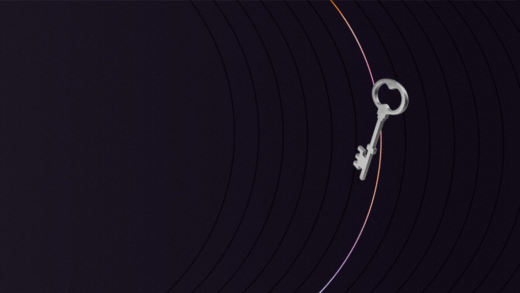 Black and white image of a key