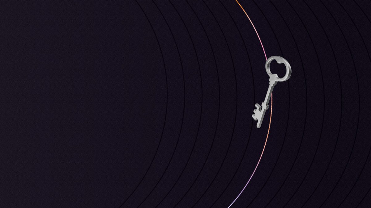 Black and white image of a key