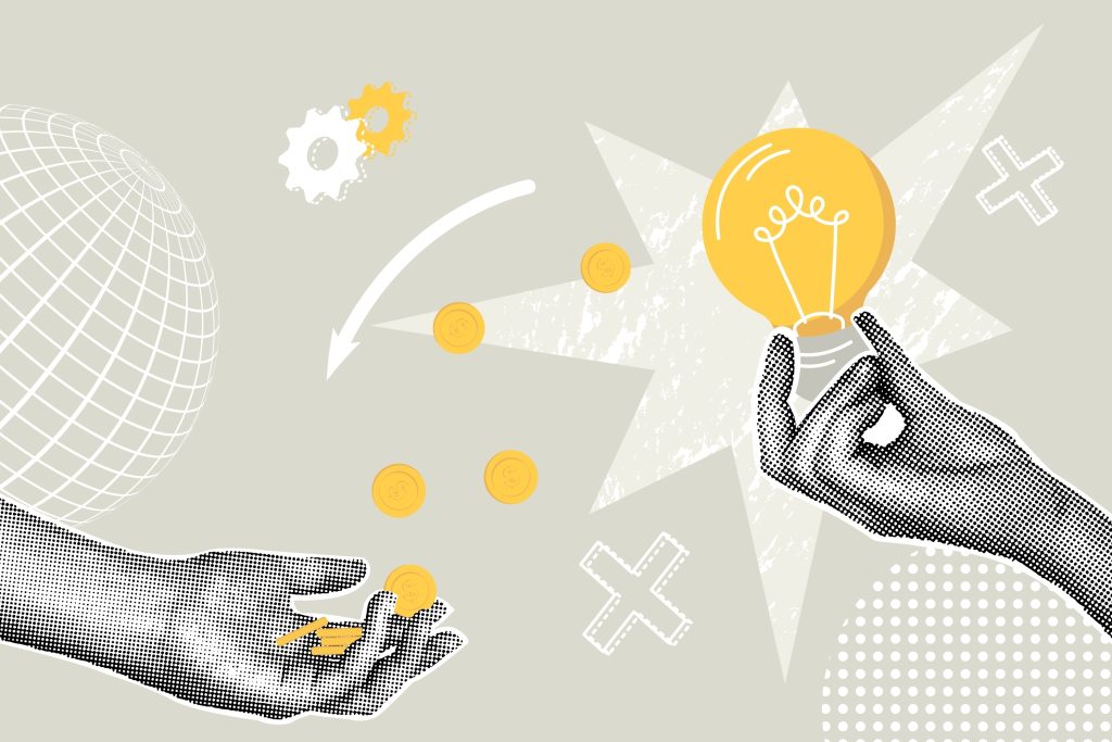 Trendy,Halftone,Business,Concept,Collage.,Idea,Concept,,Financial,Profit.,Trendy