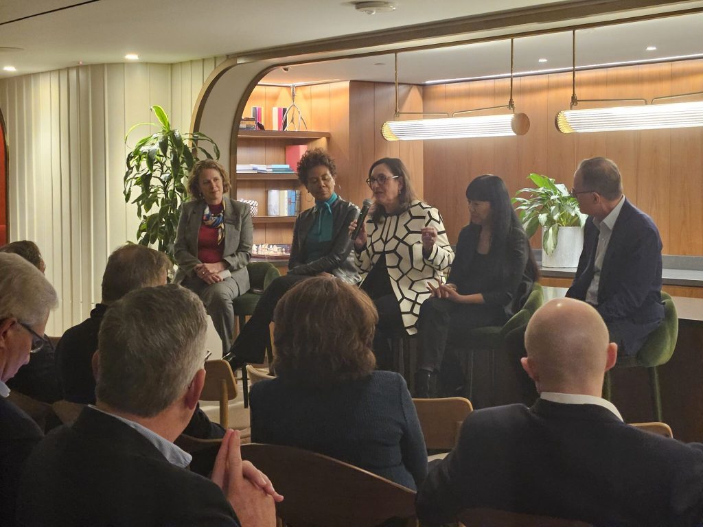 image from our latest boardtalk event - panellists speaking to an audience