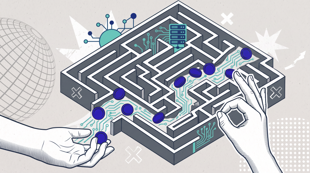 image of maze with hands