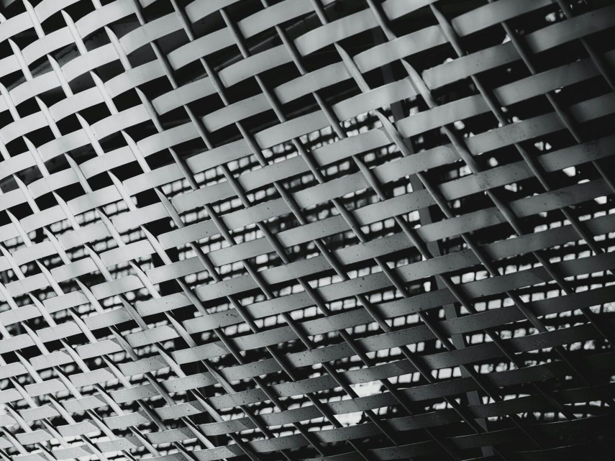 close up of woven metal